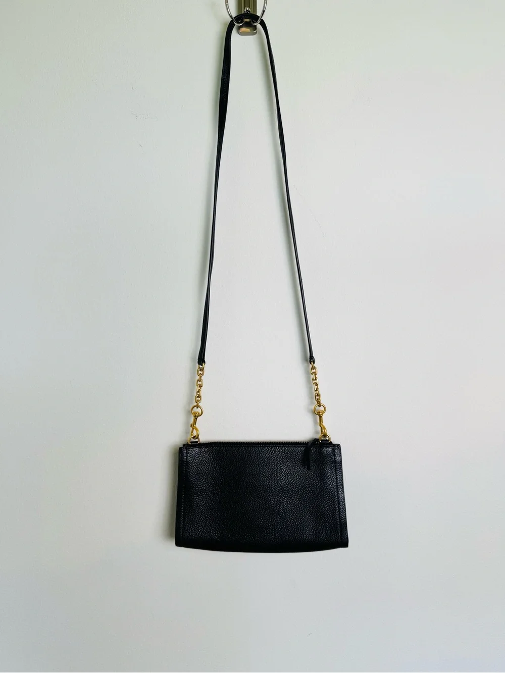 Tory Burch Black Leather Crossbody with Gold Logo